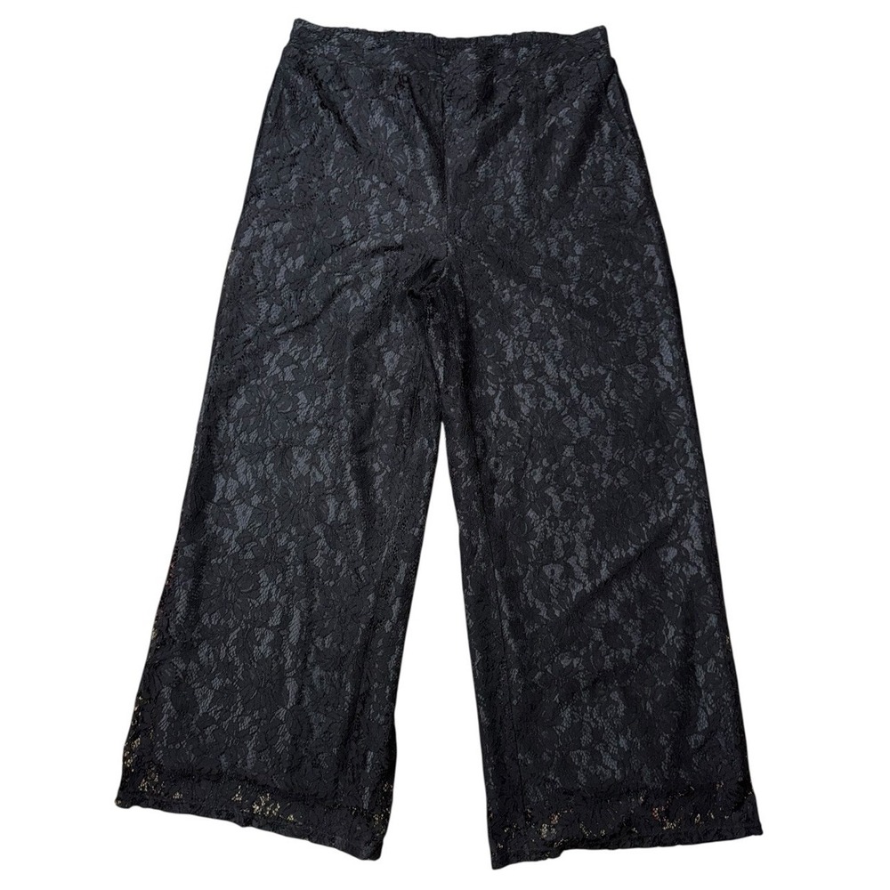 Joie Lace Lined Wide Leg Womans Flat Front Black Dress Pants Sz Large‎ (34x30)